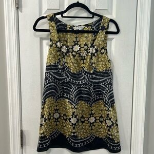 CAbi 100% silk pearls and chain tunic blouse Size small